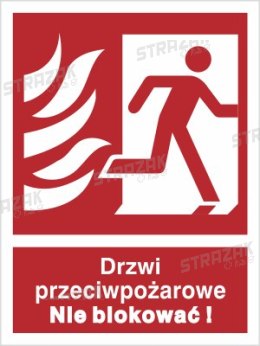 DRZWI PRZECIWPOŻAROWE. NIE BLOKOWAĆ! (W PRAWO) - płyta fotoluminescencyjna 10x15cm