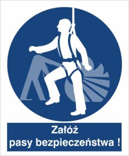 NAKAZ UŻYWANIA PASÓW BEZPIECZEŃSTWA - płyta sztywna 20x30cm
