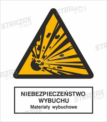 NIEBEZPIECZEŃSTWO WYBUCHU - MATERIAŁ WYBUCHOWE - płyta fotoluminescencyjna 20x30cm