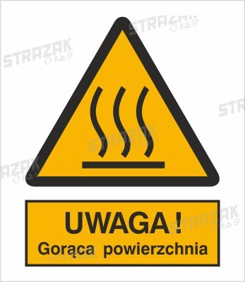 OSTRZEŻENIE PRZED GORĄCĄ POWIERZCHNIĄ - płyta sztywna 20x30cm