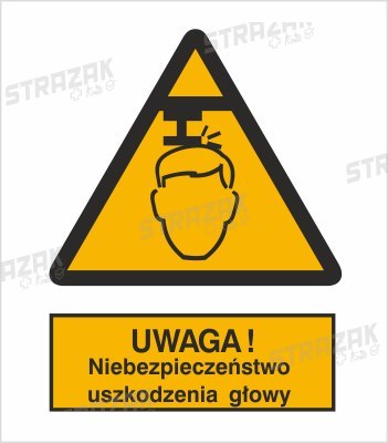 OSTRZEŻENIE PRZED NIEBEZPIECZEŃSTWEM USZKODZENIA GŁOWY - płyta sztywna 20x30cm