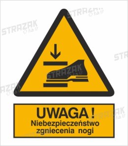 OSTRZEŻENIE PRZED NIEBEZPIECZEŃSTWEM ZGNIECENIA NOGI - płyta sztywna 20x30cm