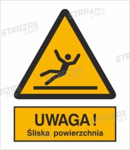 OSTRZEŻENIE PRZED ŚLISKĄ POWIERZCHNIĄ - płyta sztywna 20x30cm