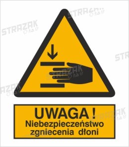 OSTRZEŻENIE PRZED ZGNIECENIEM DŁONI - płyta sztywna 20x30cm