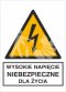 WYSOKIE NAPIĘCIE NIEBEZPIECZNE DLA ŻYCIA - płyta sztywna 20x30cm