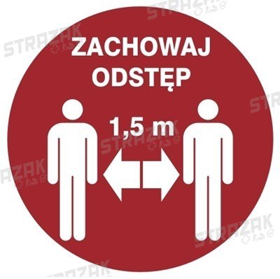 ZACHOWAJ ODLEGŁOŚĆ 1,5 M - płyta sztywna 23x23cm