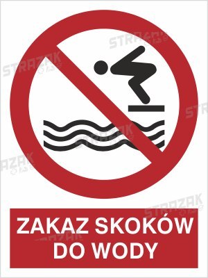 ZAKAZ SKOKÓW DO WODY - płyta sztywna 20x30cm