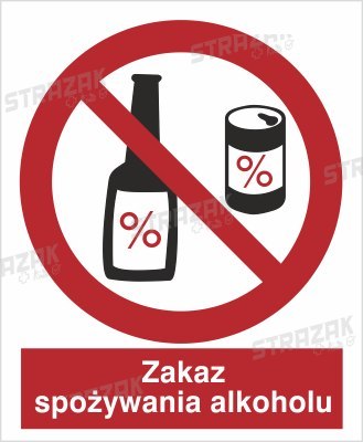 ZAKAZ SPOŻYCIA ALKOHOLU - płyta sztywna 20x30cm