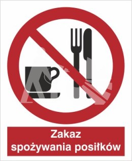 ZAKAZ SPOŻYWANIA POSIŁKÓW - płyta sztywna 20x30cm