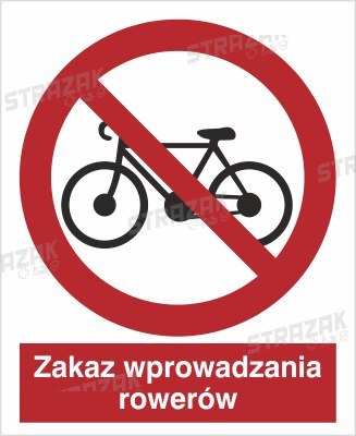 ZAKAZ WPROWADZANIA ROWERÓW - płyta sztywna 20x30cm