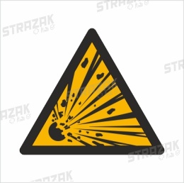 OSTRZEŻENIE PRZED NIEBEZPIECZEŃSTWEM WYBUCHU - płyta sztywna 23x23 cm