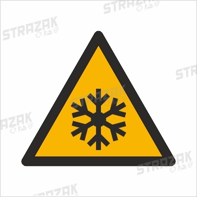 OSTRZEŻENIE PRZED NISKĄ TEMPERATURĄ/WARUNKAMI ZAMARZANIA - płyta sztywna 10x10cm