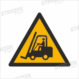 OSTRZEŻENIE PRZED URZĄDZENIAMI DO TRANSPORTU POZIOMEGO - płyta sztywna 23x23 cm