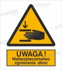OSTRZEŻENIE PRZED ZGNIECENIEM DŁONI - folia samoprzylepna 23x23 cm
