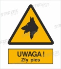 OSTRZEŻENIE PRZED ZŁYM PSEM - folia samoprzylepna 10x10cm