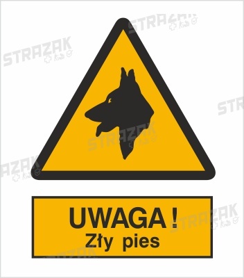 OSTRZEŻENIE PRZED ZŁYM PSEM - płyta sztywna 23x23 cm