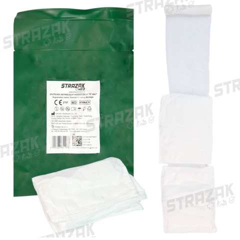 Opatrunek Indywidualny Typu "W" Wojskowy Taktyczny 2x Tampon 15x11cm bandaż 4m