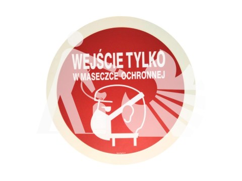 WEJŚCIE TYLKO Z MASECZKĄ OCHRONNĄ znak podłogowy antypoślizgowy