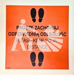 ZACHOWAJ ODPOWIEDNIĄ ODLEGŁOŚĆ - PLEASE KEEP YOUR DISTANCE znak podłogowy antypoślizgowy
