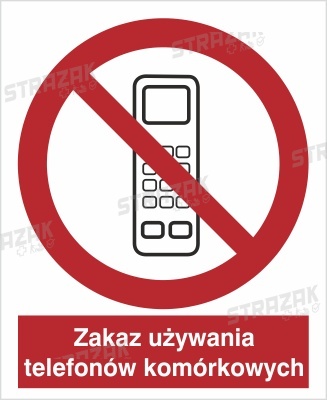 ZAKAZ UŻYWANIA TELEFONÓW KOMÓRKOWYCH - folia samoprzylepna 10x10cm