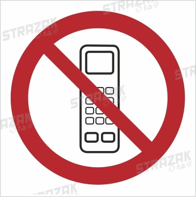 ZAKAZ UŻYWANIA TELEFONÓW KOMÓRKOWYCH - płyta sztywna 23x23 cm