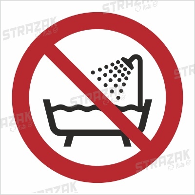 ZAKAZ UŻYWANIA URZĄDZENIA W WANNIE, POD PRYSZNICEM I W ZBIORNIKACH WYPEŁNIONYCH WODĄ - płyta sztywna 23x23 cm