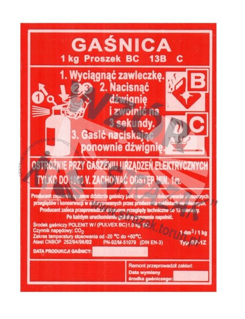 Etykieta GP-2x ABC OGNIOCHRON biała oryginał
