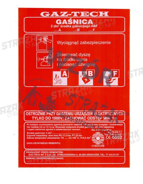 Etykieta GP-25x ABC GAZ-TECH czerwona oryginał