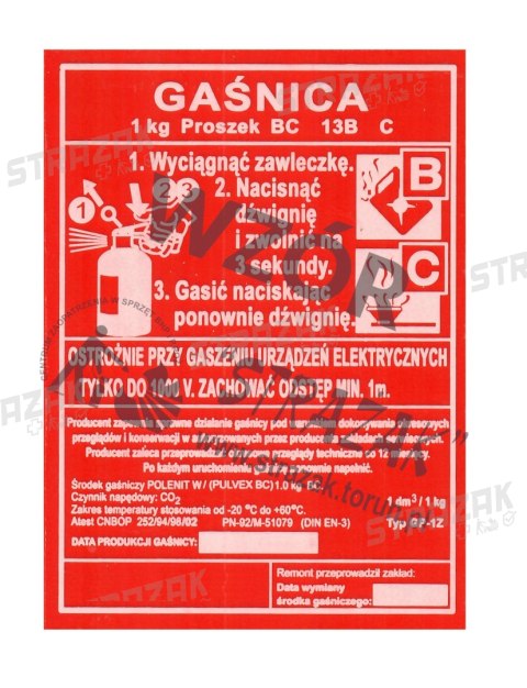 Etykieta GP-4/6/9/12x ABC OGNIOCHRON biała oryginał