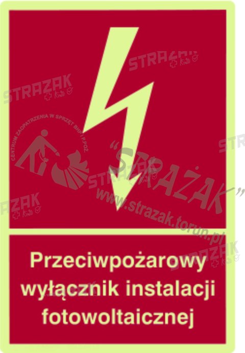 PRZECIWPOŻAROWY WYŁĄCZNIK INSTALACJI FOTOWOLTAICZNEJ - płyta fotoluminescencyjna 15x20cm