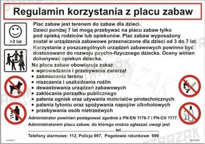 Regulamin korzystania z placu zabaw
