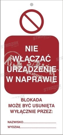 TABLICZKA nie włączać urządzenie w naprawie