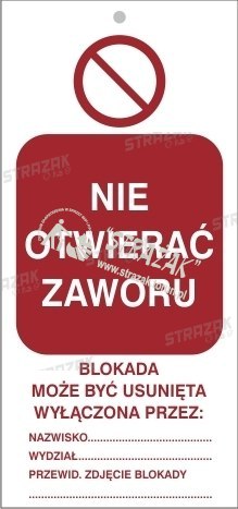 TABLICZKA nie otwierać zaworu