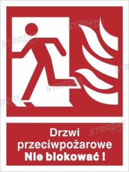 DRZWI PRZECIWPOŻAROWE. NIE BLOKOWAĆ! (W LEWO) - folia fotoluminescencyjna 10x15cm