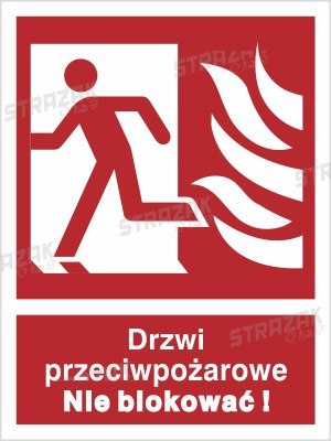 DRZWI PRZECIWPOŻAROWE. NIE BLOKOWAĆ! (W LEWO) - folia fotoluminescencyjna 10x15cm
