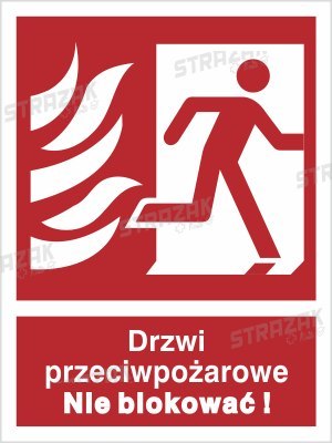 DRZWI PRZECIWPOŻAROWE. NIE BLOKOWAĆ! (W PRAWO) - folia fotoluminescencyjna 10x15cm