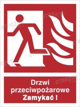 DRZWI PRZECIWPOŻAROWE. ZAMYKAĆ! (W LEWO) - folia fotoluminescencyjna 10x15cm