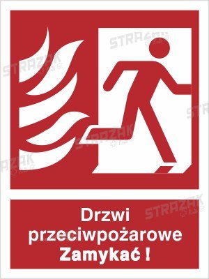 DRZWI PRZECIWPOŻAROWE. ZAMYKAĆ! (W PRAWO) - folia fotoluminescencyjna 10x15cm