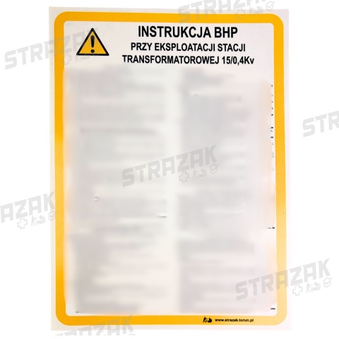 INSTRUKCJA BHP PRZY EKSPLOATACJI STACJI TRANSFORMATOROWEJ 15/0,4Kv