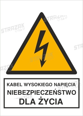 KABEL WYSOKIEGO NAPIĘCIA. NIEBEZPIECZEŃSTWO DLA ŻYCIA - folia magnetyczna 20x30cm