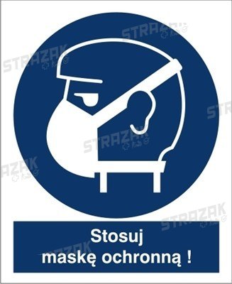 STOSUJ MASKĘ OCHRONNĄ - folia samoprzylepna 10x15cm