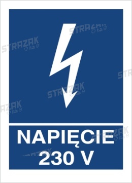 NAPIĘCIE 230V - folia samoprzylepna 20x30cm