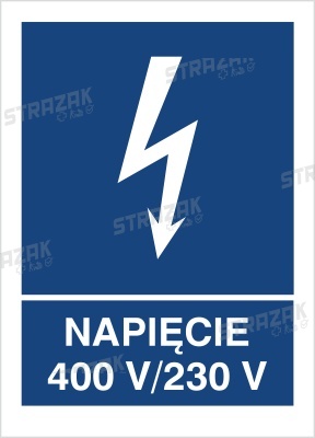 NAPIĘCIE 400V- 230V - folia samoprzylepna 20x30cm