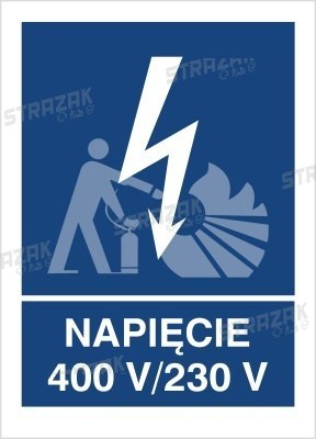NAPIĘCIE 400V- 230V - folia samoprzylepna 15x20cm
