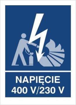 NAPIĘCIE 400V- 230V - folia samoprzylepna 5x7cm