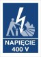 NAPIĘCIE 400V - folia samoprzylepna 15x20cm