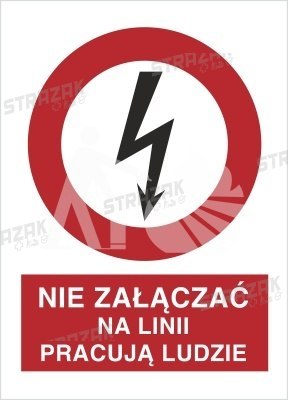 NIE ZAŁĄCZAĆ, NA LINI PRACUJĄ LUDZIE - folia magnetyczna 7x20cm