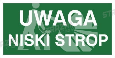 UWAGA NISKI STROP - płyta fotoluminescencyjna 15x30cm