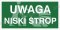 UWAGA NISKI STROP - płyta fotoluminescencyjna 15x30cm