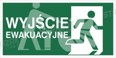 WYJŚCIE EWAKUACYJNE W PRAWO - płyta fotoluminescencyjna 15x30cm